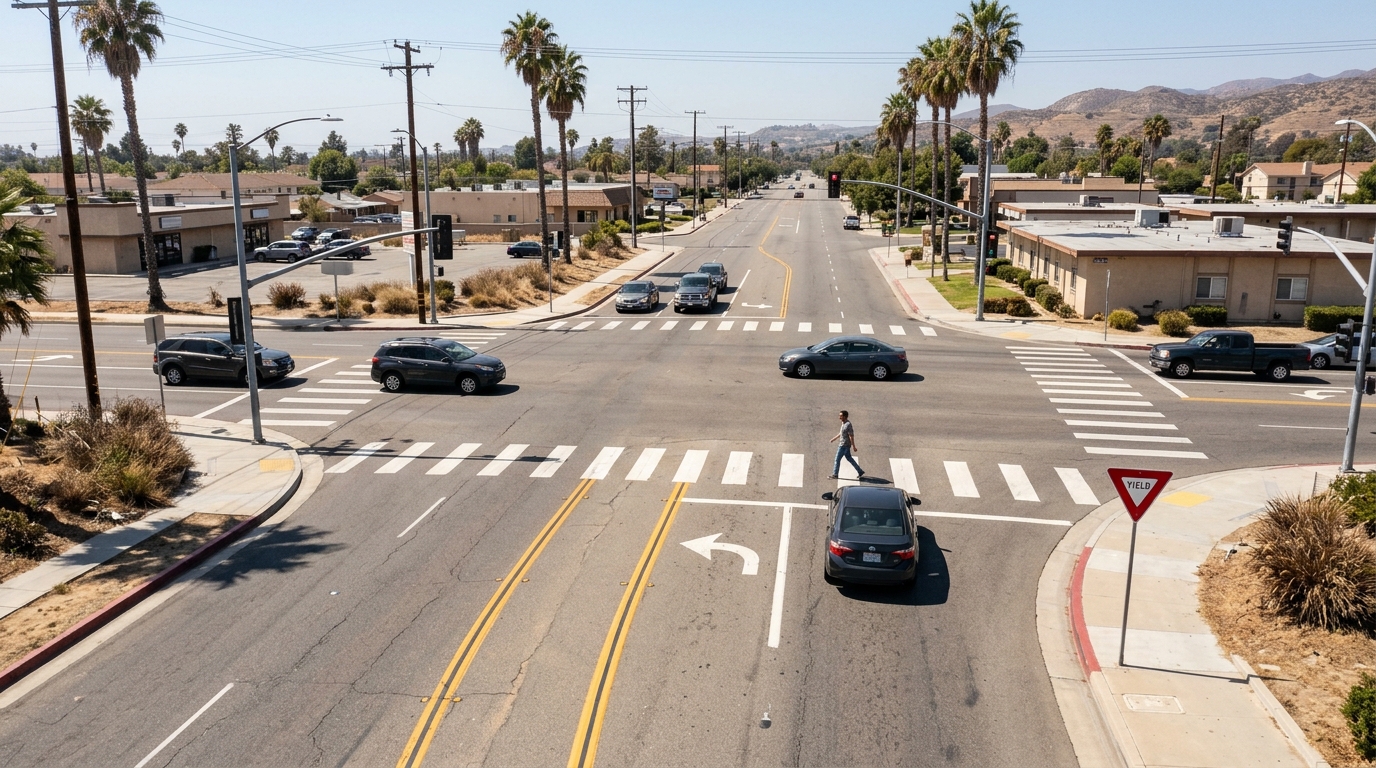 Yield the right of way at a California intersection