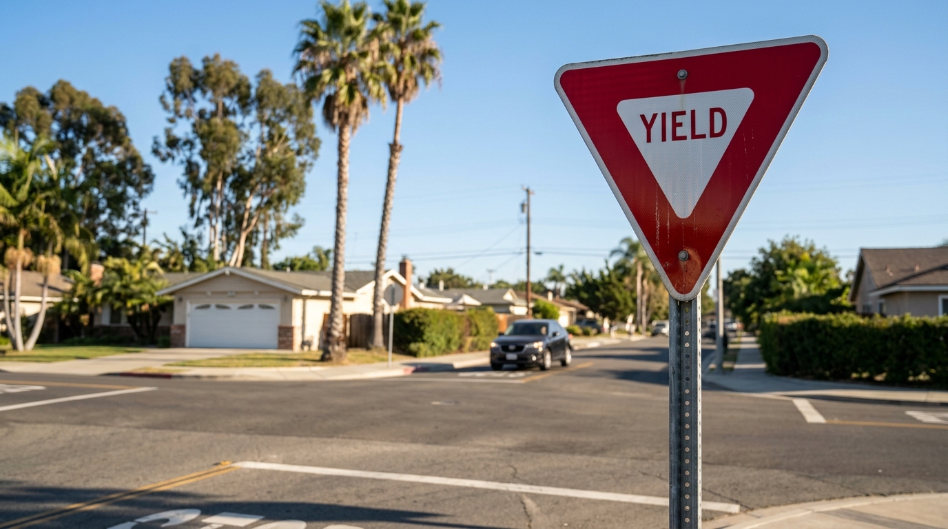 What does a yield sign mean in California